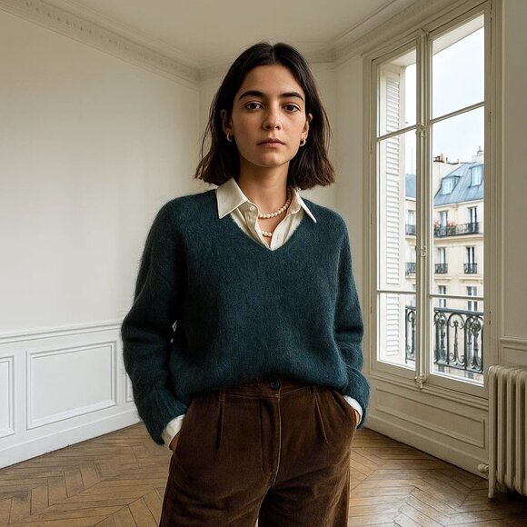 Mes Soeurs Et Moi Merino Wool Mohair Knit Sweater Cropped French Parisian Crop - Picture 9 of 10